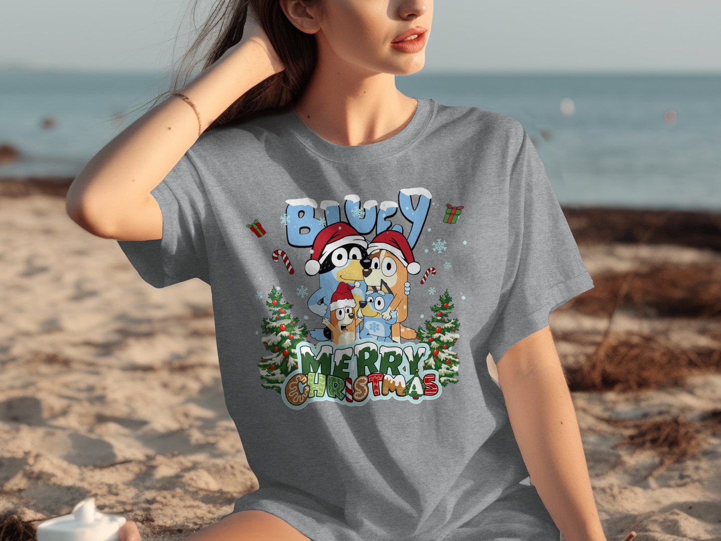 Bluey Merry Christmas Festive Graphic T-Shirt