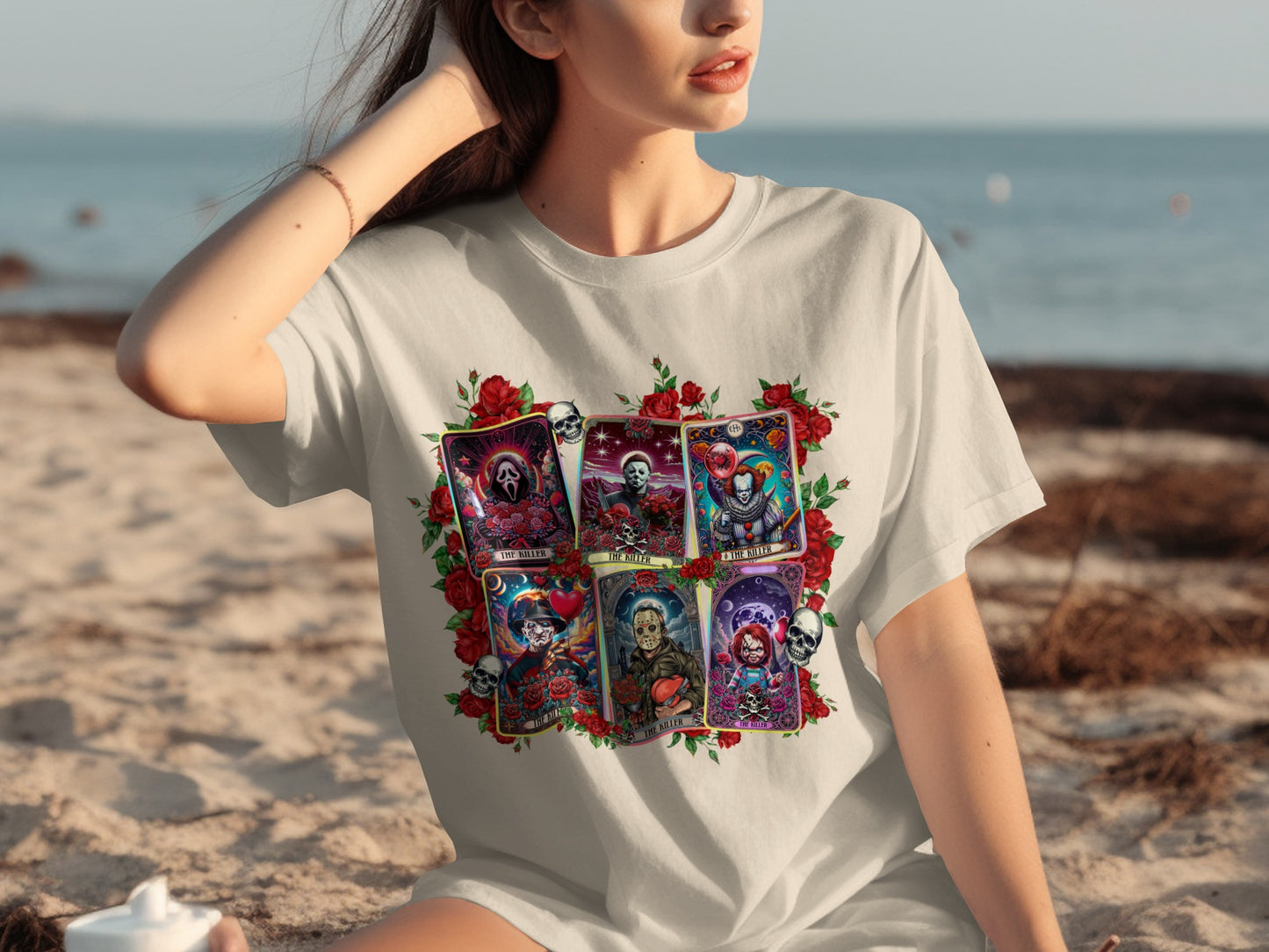 Horror Character Playing Cards Graphic T-Shirt
