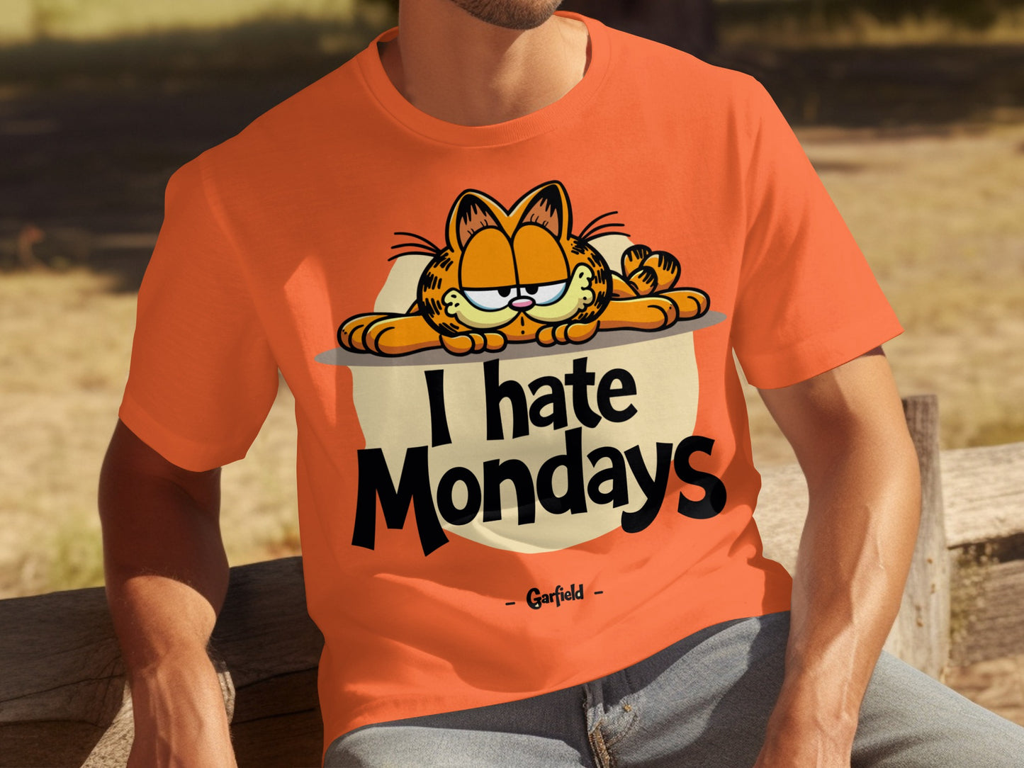 Funny Garfield Mondy Hate Design Men's T-Shirt