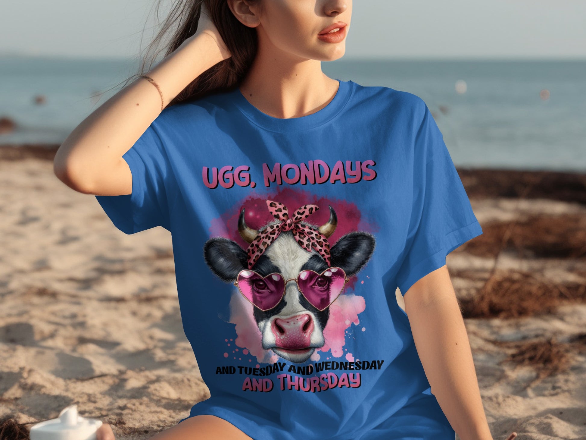 Ugg Mondays Funny Cow Beach T-shirt Casual Wear