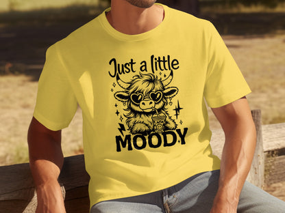 Just a Little Moody Funny Bull Graphic T-shirt