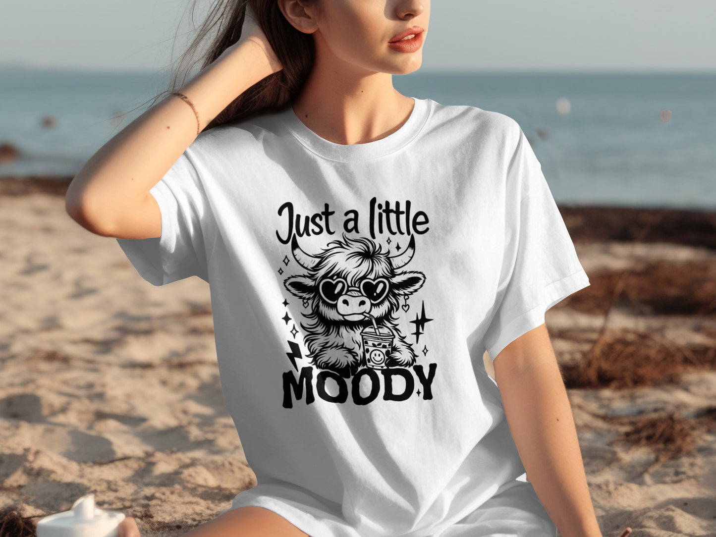 Just a Little Moody Cow Print T-Shirt Casual Wear
