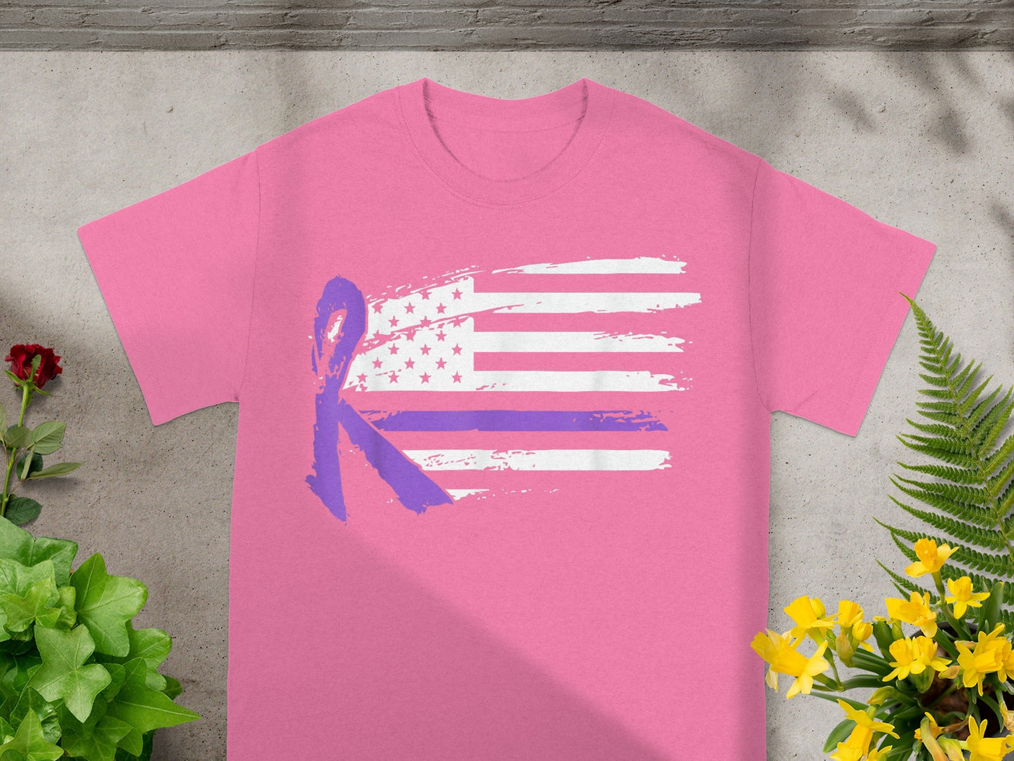 American Flag Ribbon Design Pink Shirt Product