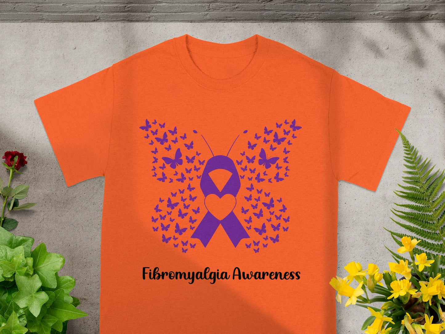 Fibromyalgia Awareness Ribbon with Butterflies Shirt