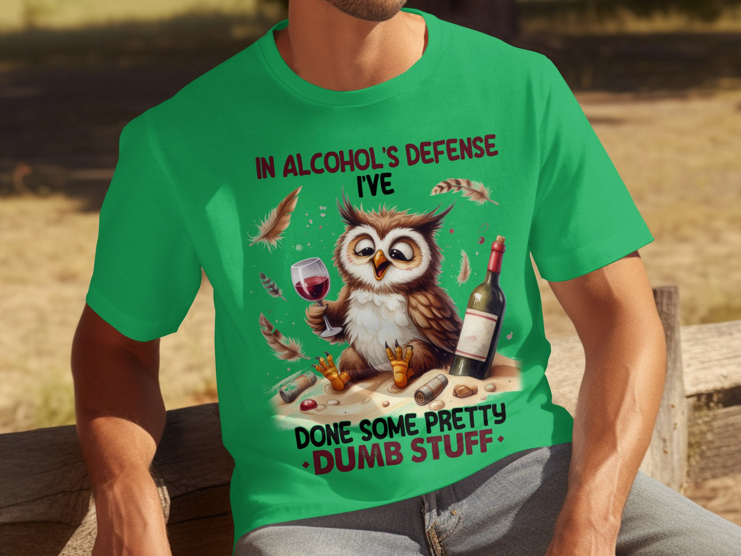 In Alcohol's Defense Owl Drinking Humorous T-Shirt