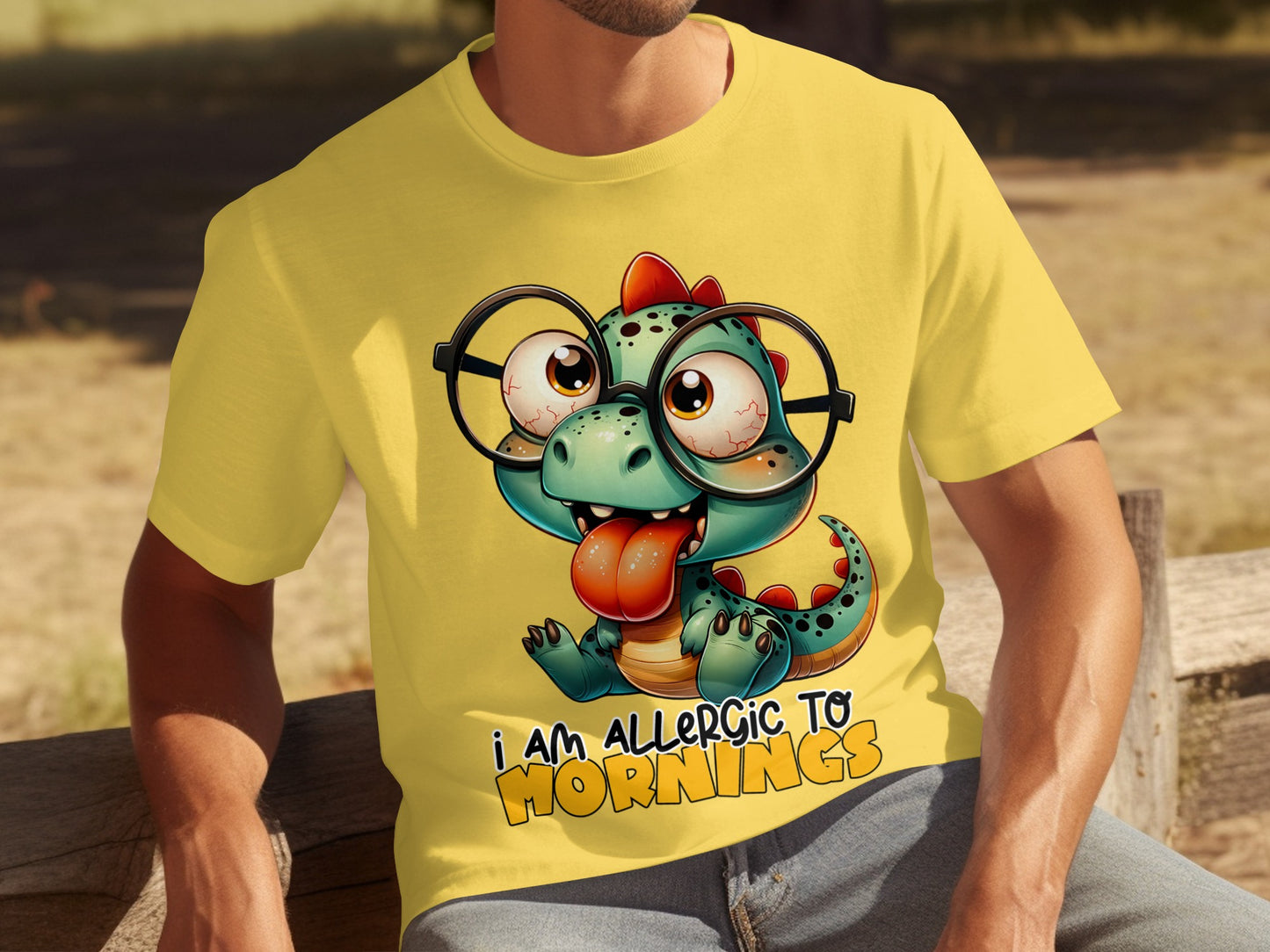 Funny Cute Dinosaur I Am Allergic To Mornings Shirt