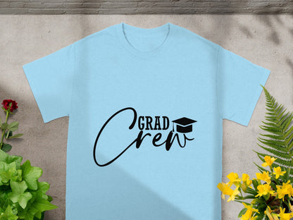 Grad Crew T-Shirt in Light Blue for Graduation Celebrations