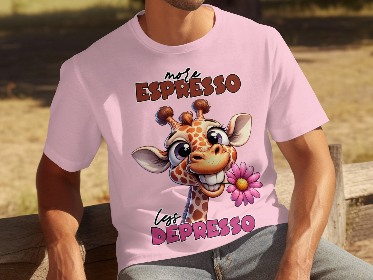 More Espresso Less Depresso Giraffe Graphic T-shirt