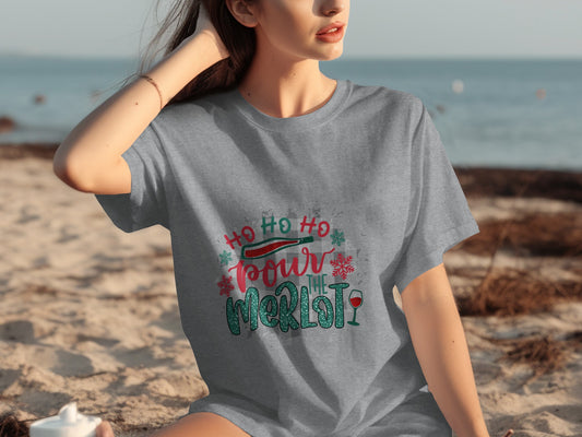 Ho Ho Ho Pour The Merlot Christmas T-Shirt