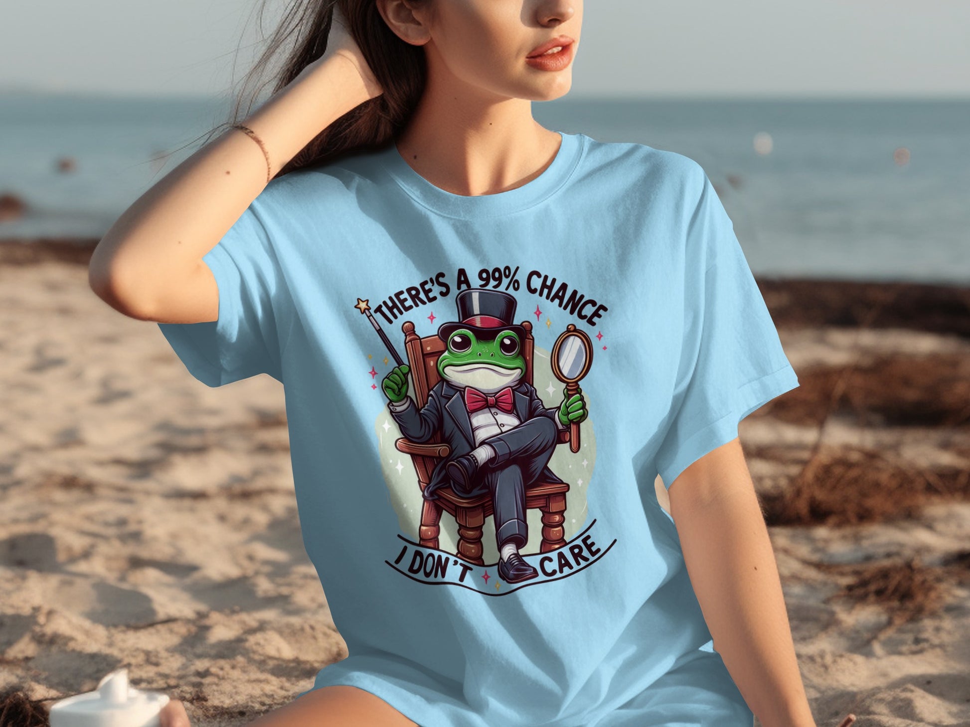 Funny Frog Design 'There's a 99% Chance I Don't Care' Shirt