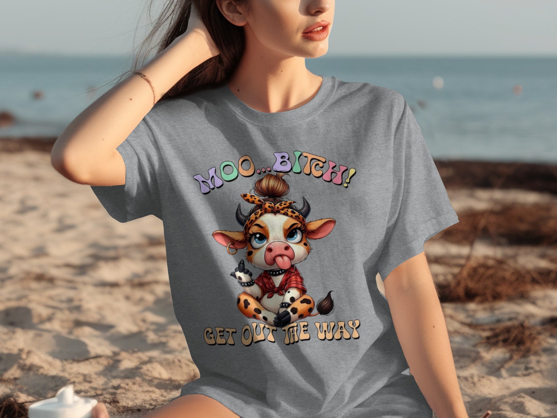 Moo Bitch Get Out the Way Funny Cow Graphic T-shirt