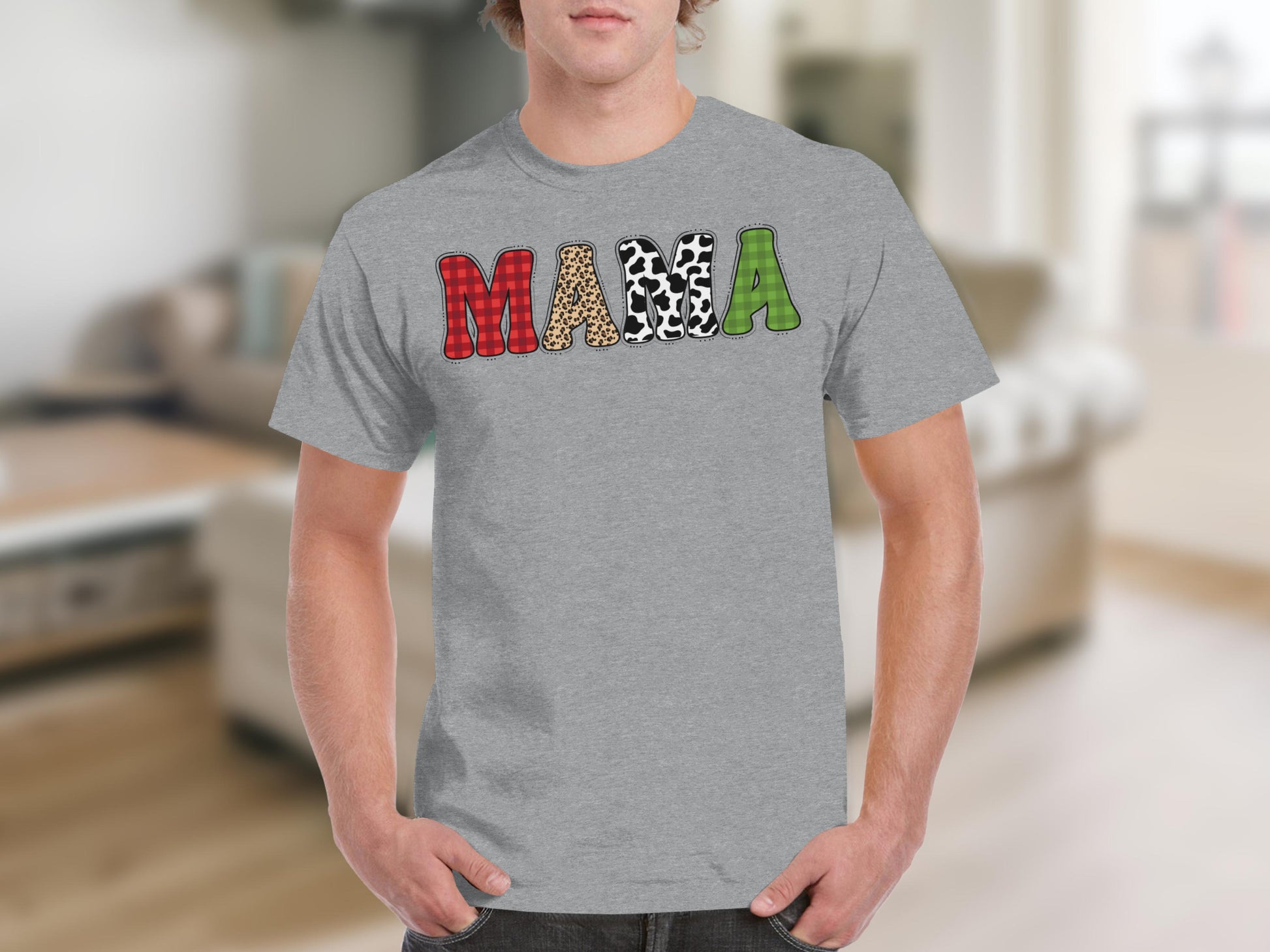 Mama Multi-Pattern Letters Graphic T-shirt