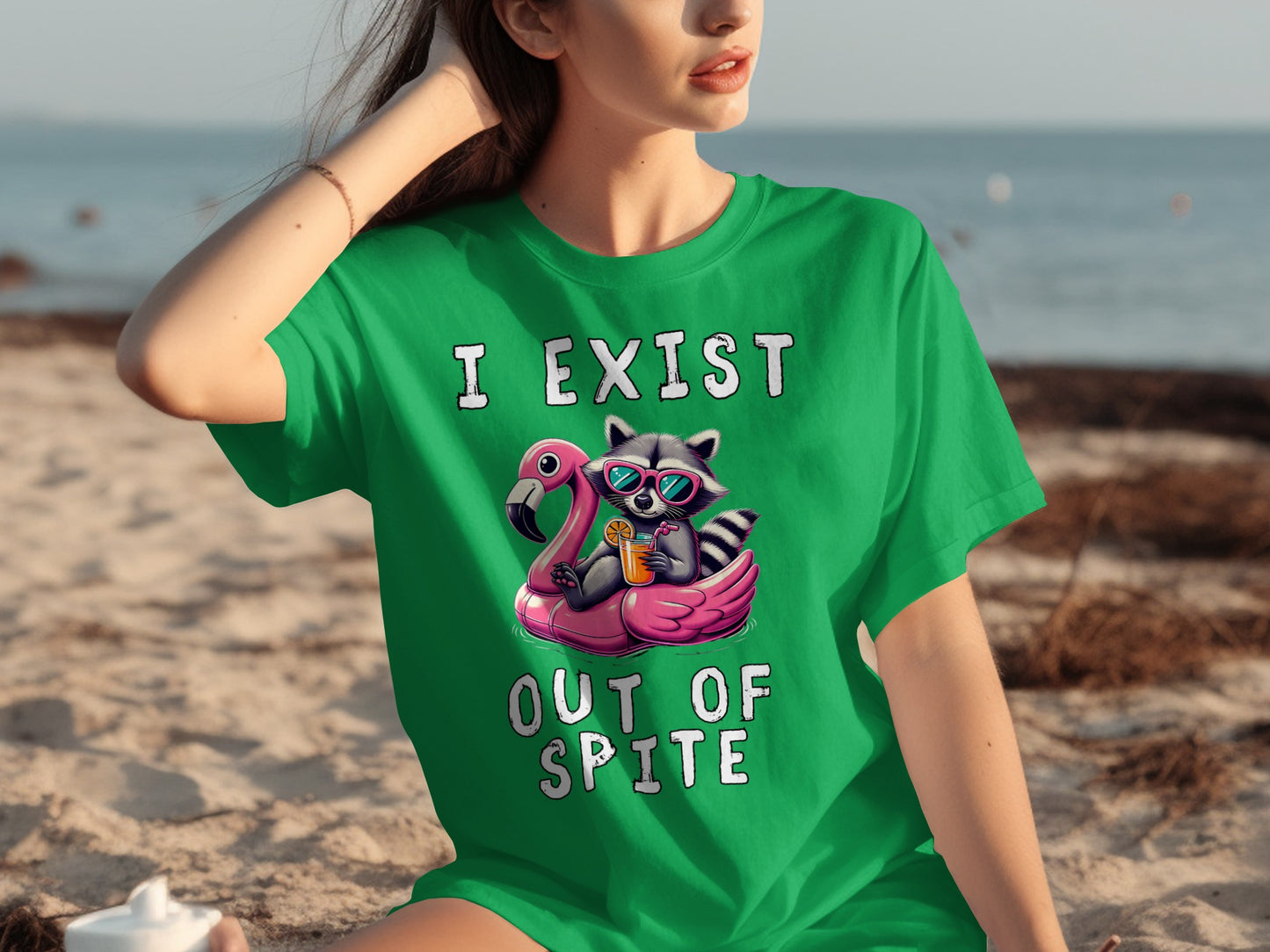 I Exist Out of Spite Flamingo Raccoon T-Shirt
