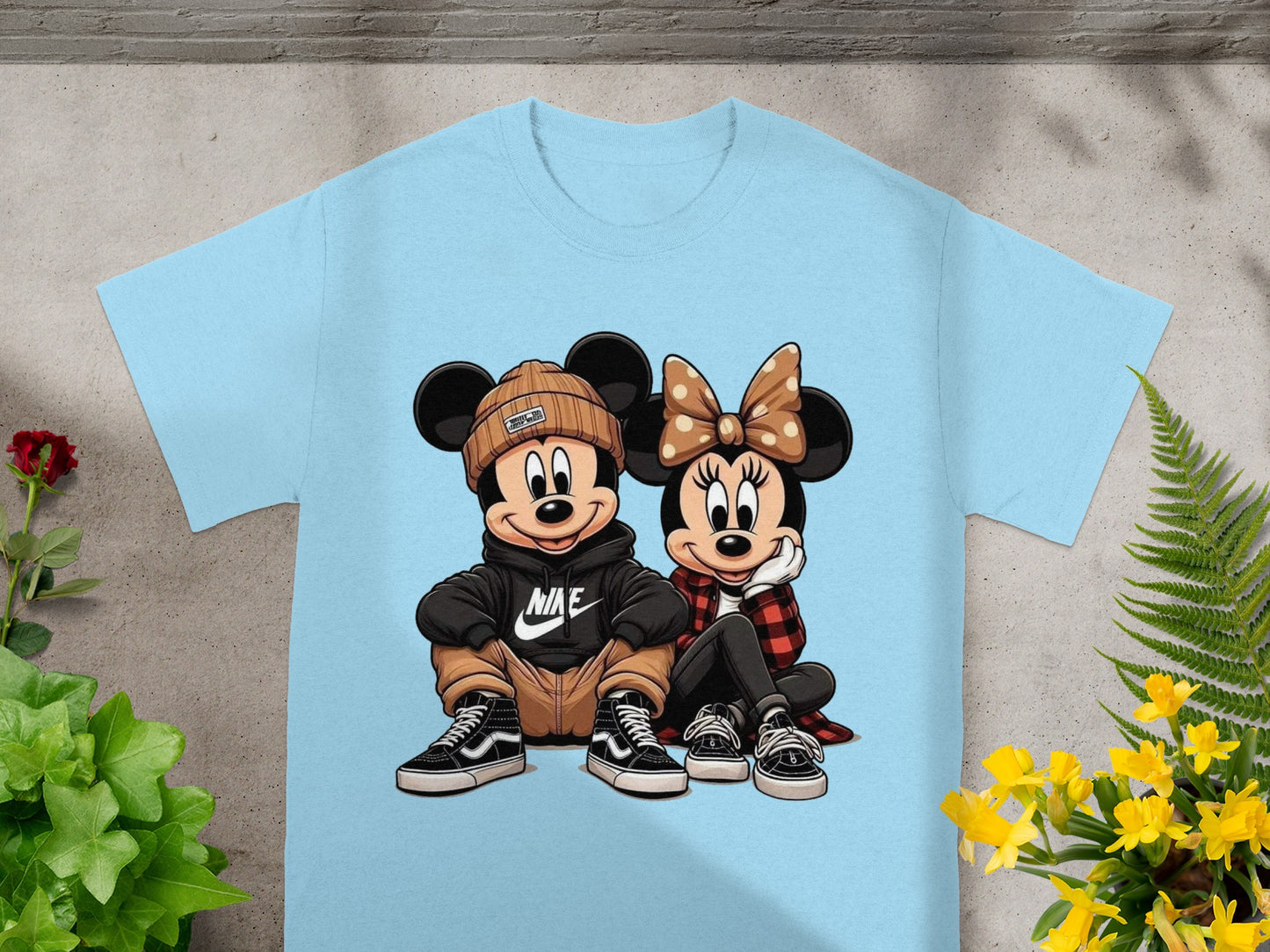 Cute Mickey and Minnie Mouse Graphic T-Shirt