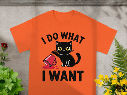 I Do What I Want Black Cat Red Cup Design T-shirt