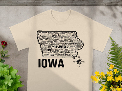 Iowa Map Typography Design T-Shirt Product