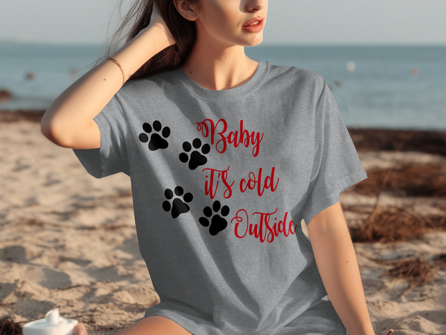 Baby It's Cold Outside Cute Dog Paw T-shirt
