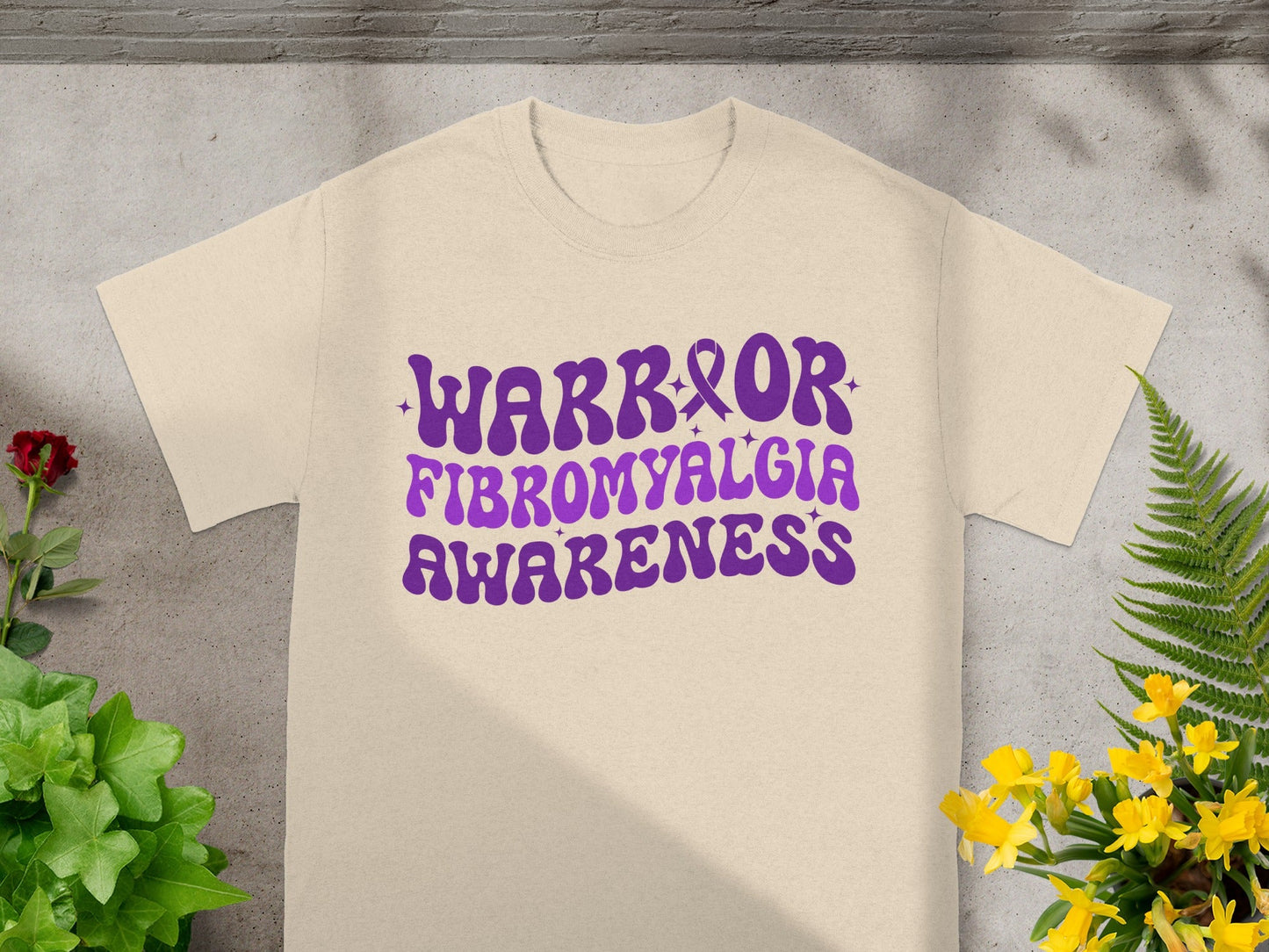 Warrior Fibromyalgia Awareness Shirt with Purple Text