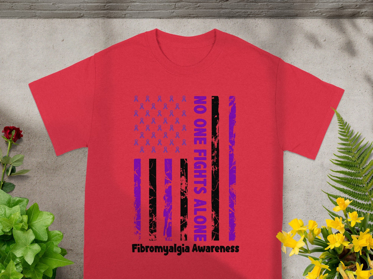 No One Fights Alone Fibromyalgia Awareness T-shirt
