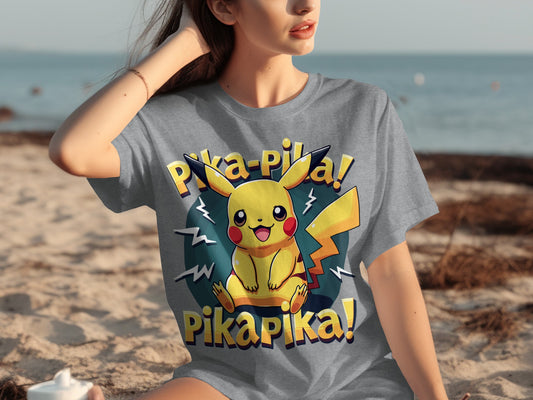 Pika-Pika Pikachu Graphic Design Character Tee