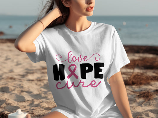 Love Hope Cure Breast Cancer Awareness T-shirt