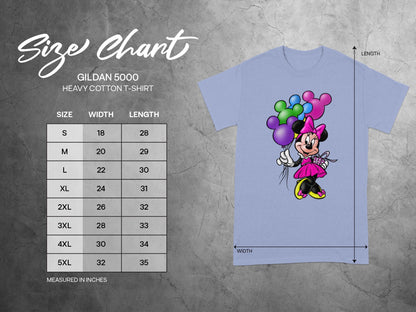 Gildan 5000 Size Chart in Inches Minnie Mouse product type