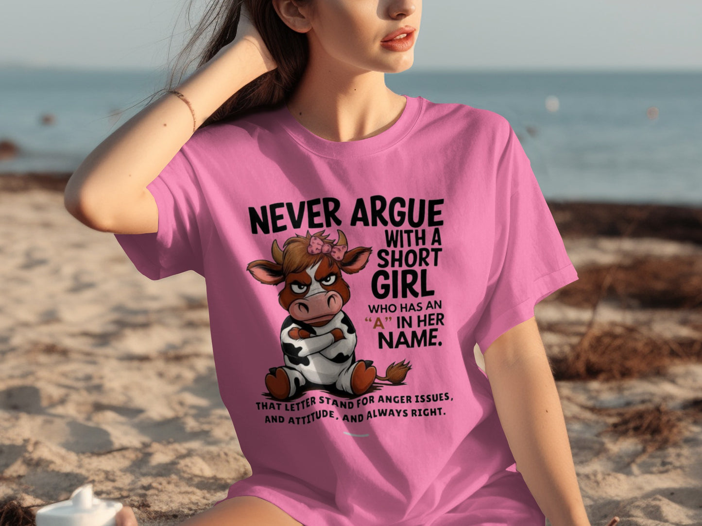 Never Argue With A Short Girl Funny Graphic Tee