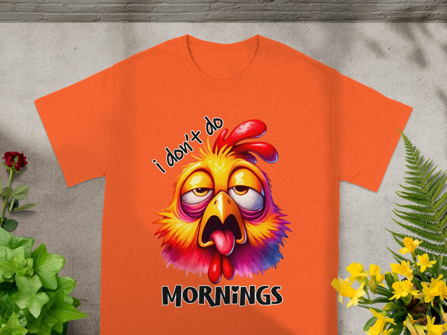 I Don't Do Mornings Funny Cartoon Chicken T-Shirt