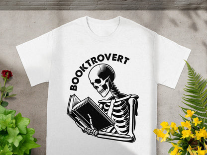 Booktrovert Skeleton Reading Printed T-shirt