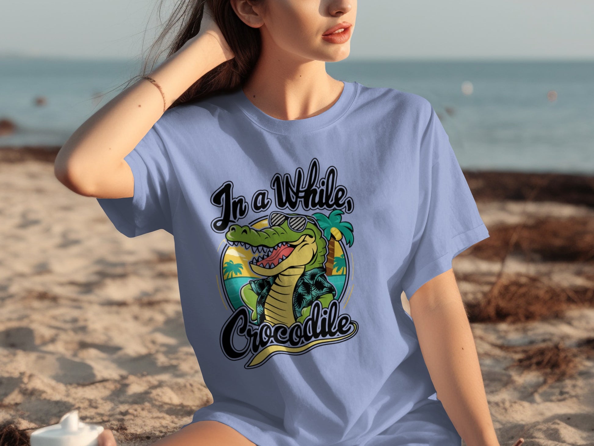 In a While Crocodile Graphic Tee Beachwear Fun Shirt
