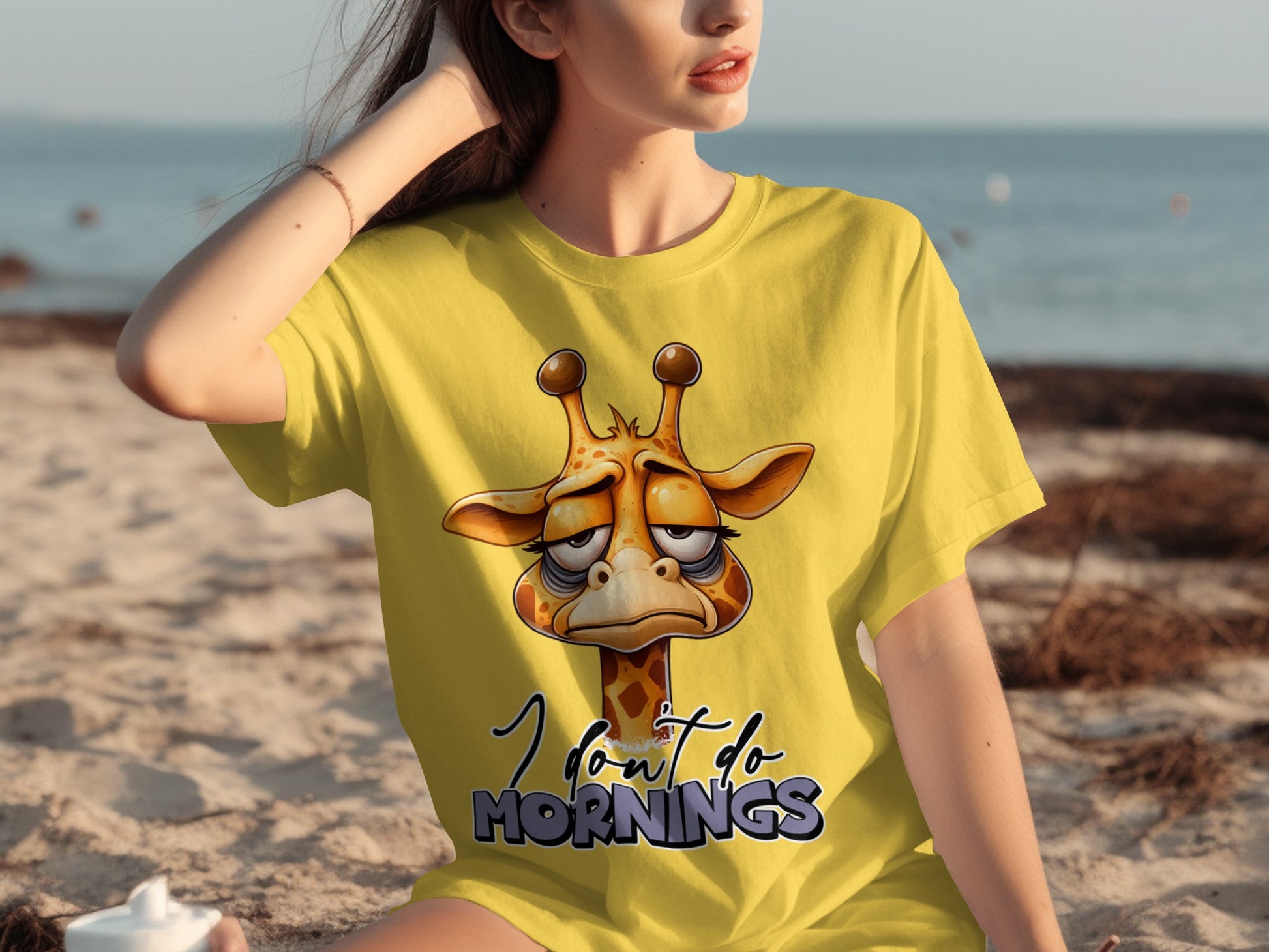 I Don't Do Mornings Sleepy Giraffe T-Shirt