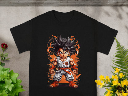 Black t-shirt with Goku from Dragon Ball Z artwork.