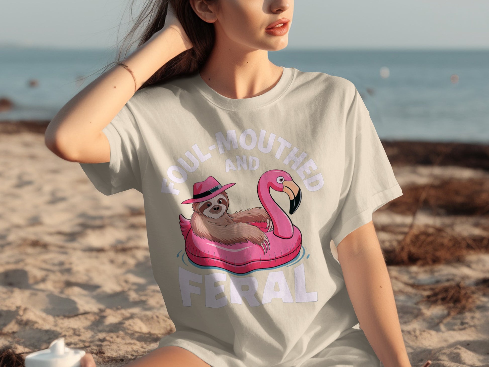 Foul-Mouthed And Feral Sloth And Flamingo T-shirt