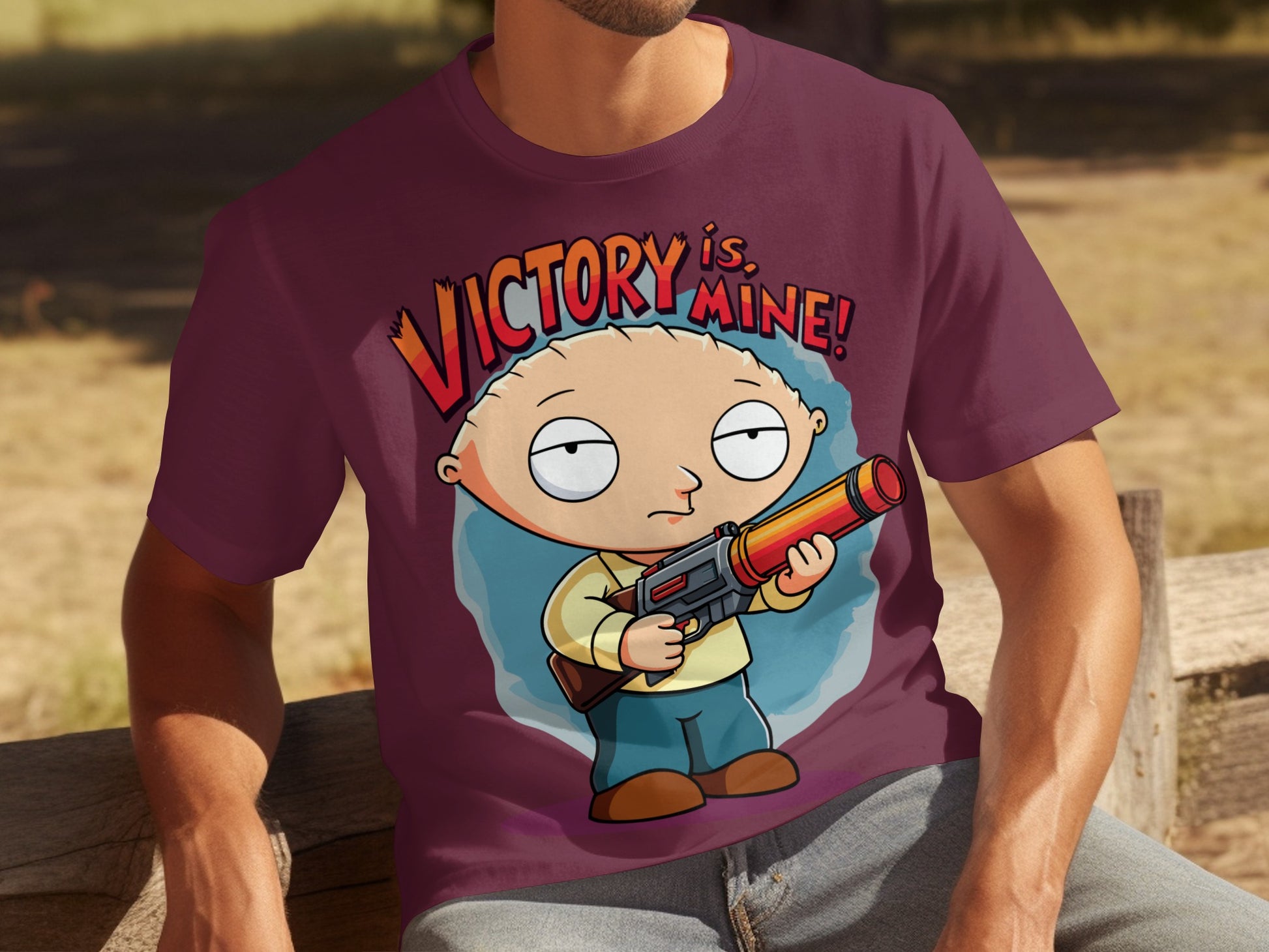 Victory Is Mine Graphic T-Shirt with Cartoon Character