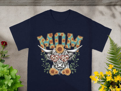 Floral Mom Bull Graphic Printed T-Shirt for Women