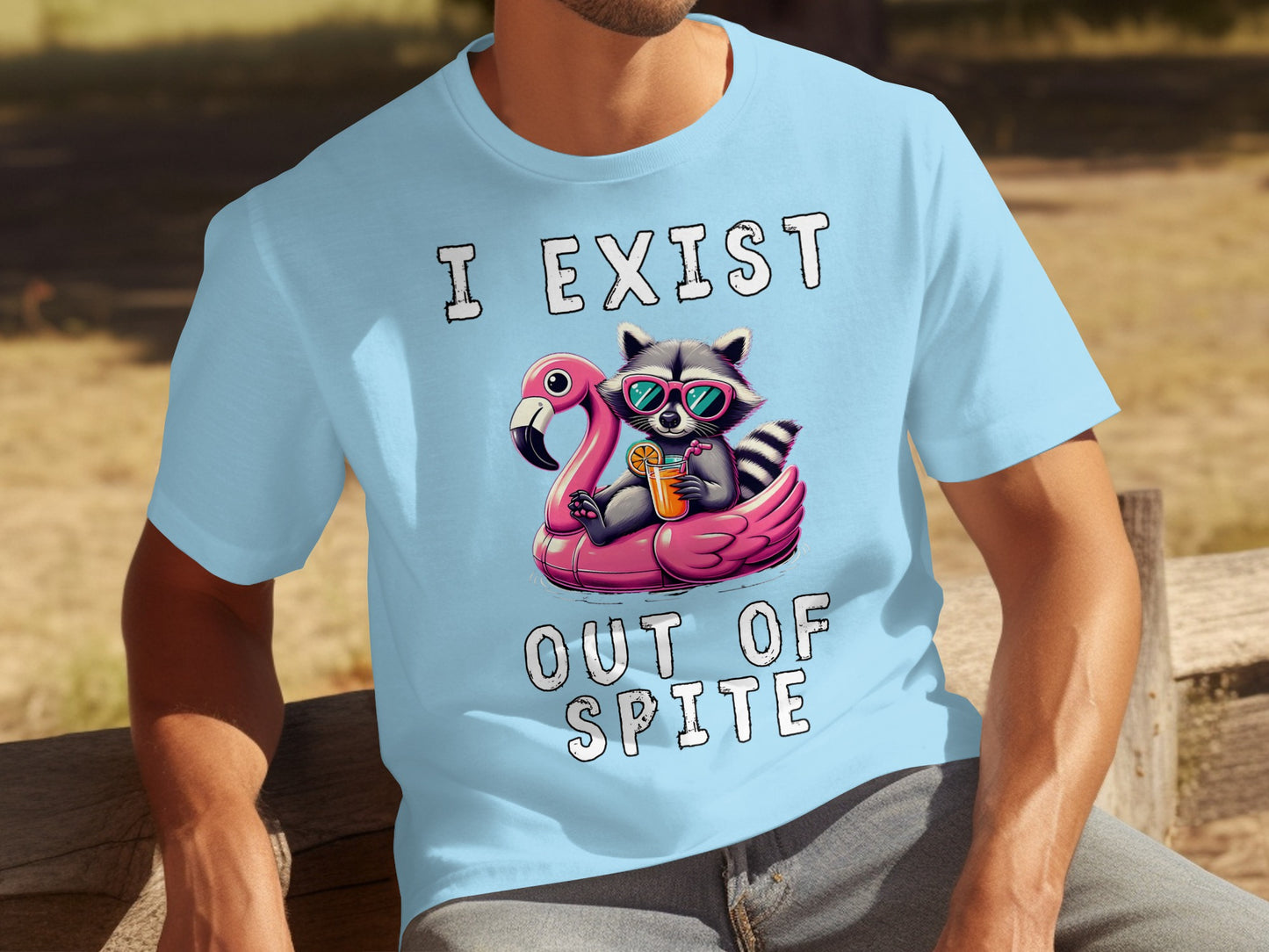 I Exist Out of Spite Raccoon Flamingo T-Shirt