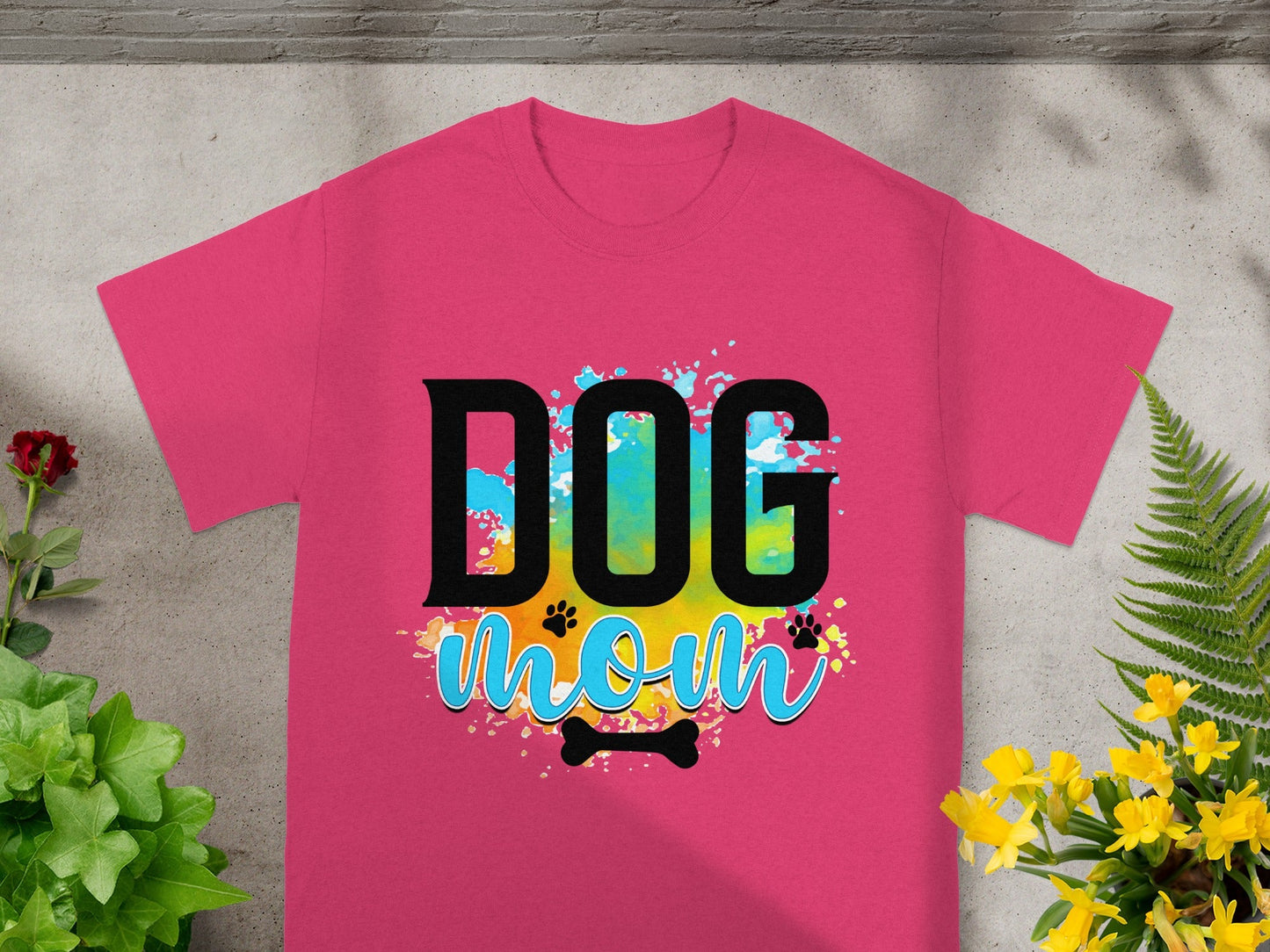 Colorful Dog Mom Graphic Tee for Dog Lovers