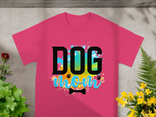 Colorful Dog Mom Graphic Tee for Dog Lovers
