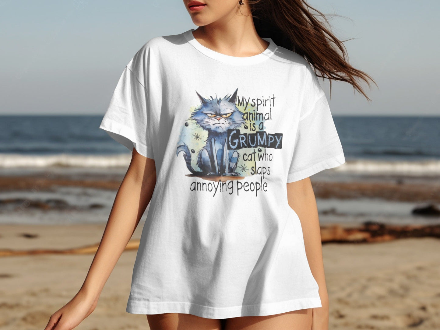 My Spirit Animal Is A Grumpy Cat Funny Shirt