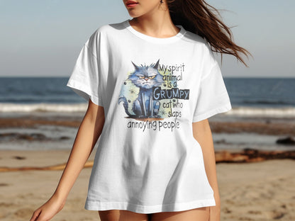 My Spirit Animal Is A Grumpy Cat Funny Shirt