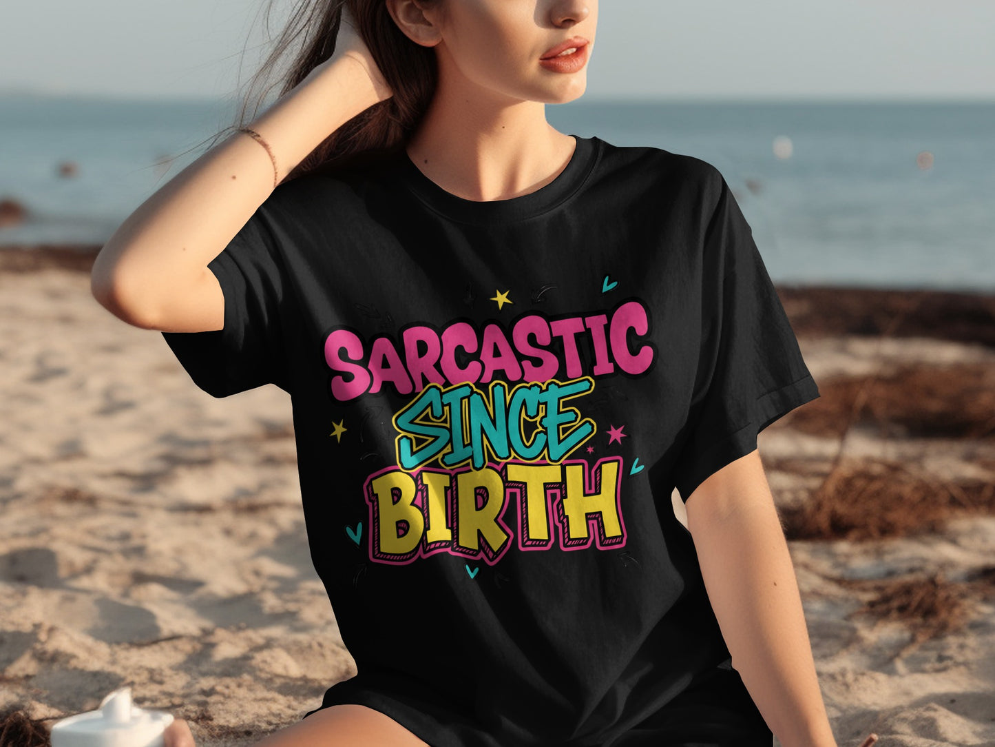 Sarcastic Since Birth Graphic Humor T-Shirt
