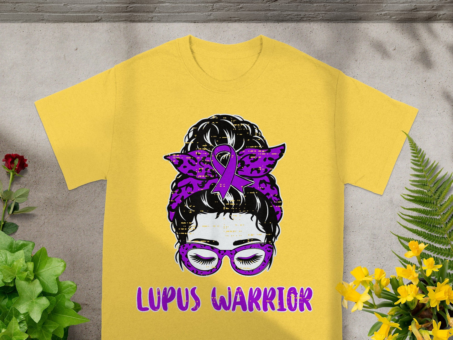 Lupus Warrior Design on Yellow T-Shirt for Awareness