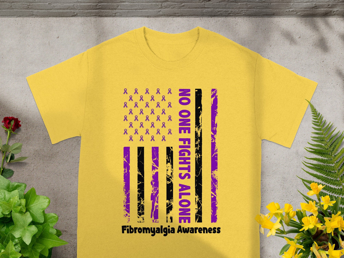 No One Fights Alone Fibromyalgia Awareness Shirt