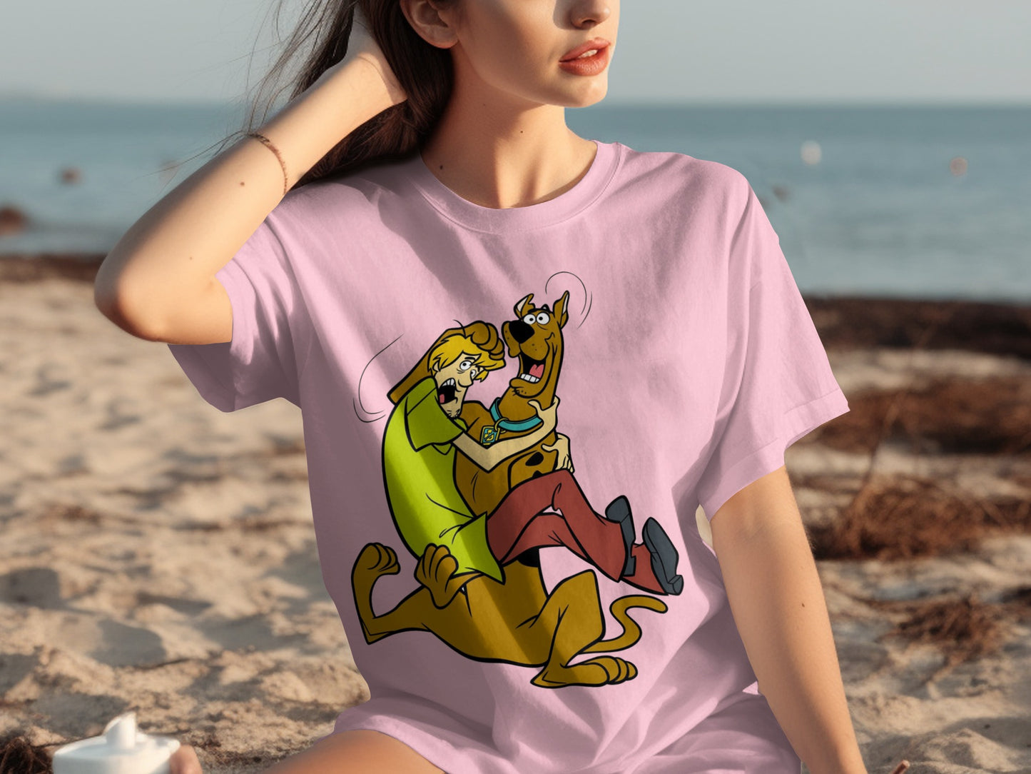 Scooby-Doo and Shaggy sitting beach t-shirt