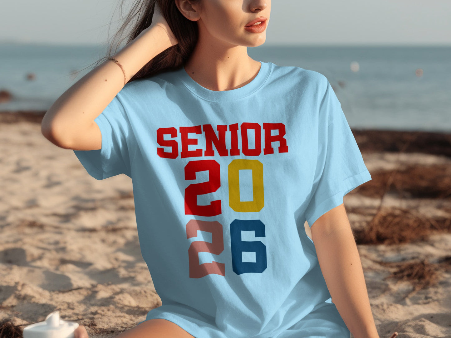 Senior 2026 Graphic Print Light Blue T-Shirt