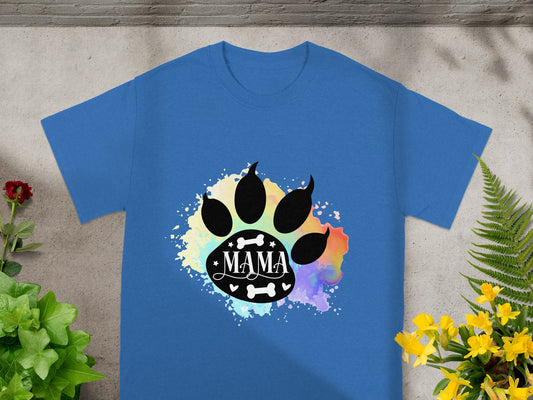 Colorful Paw Print Mama T-shirt for Pet Lovers