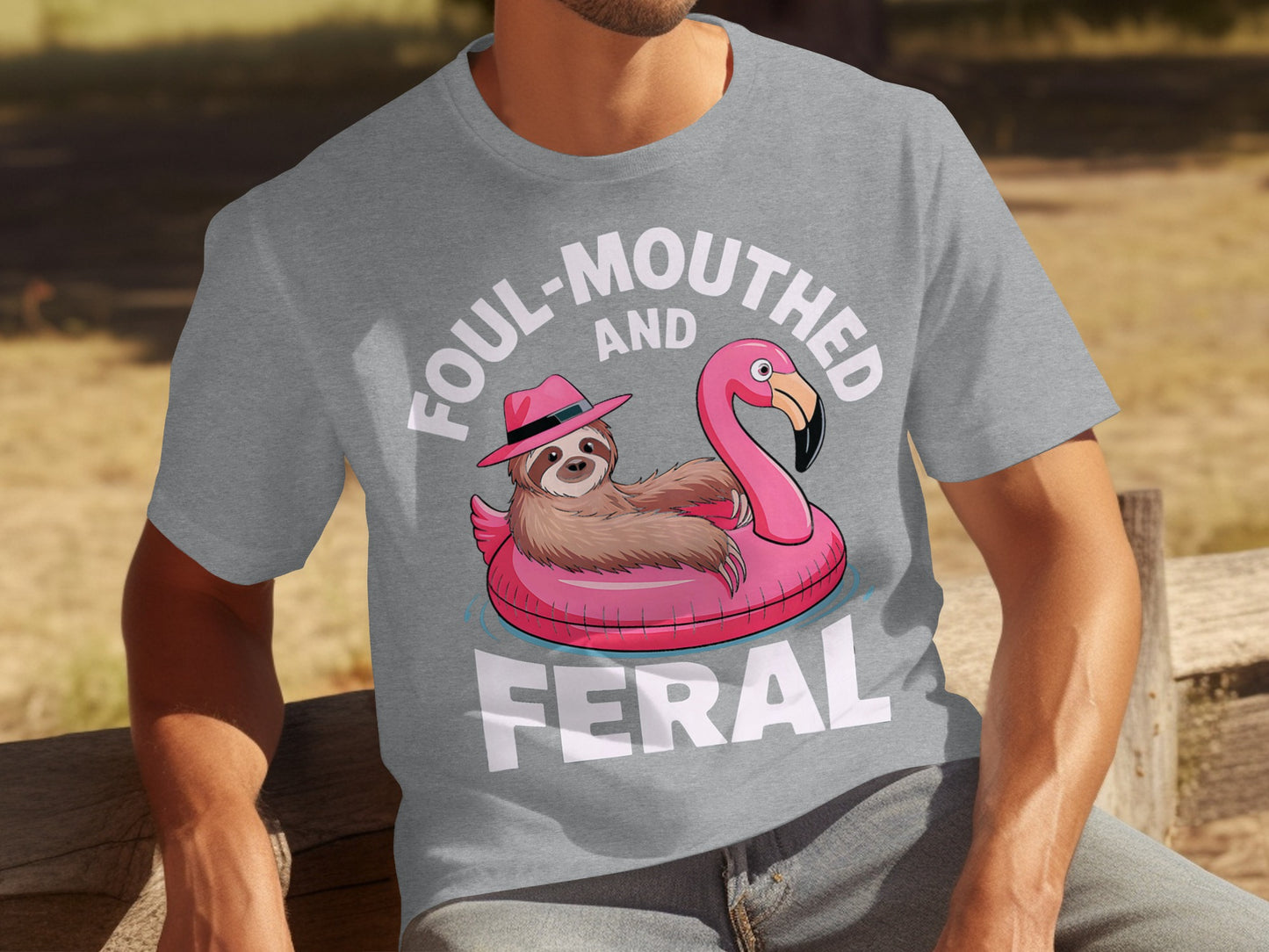 Foul-Mouthed And Feral Sloth Flamingo T-Shirt