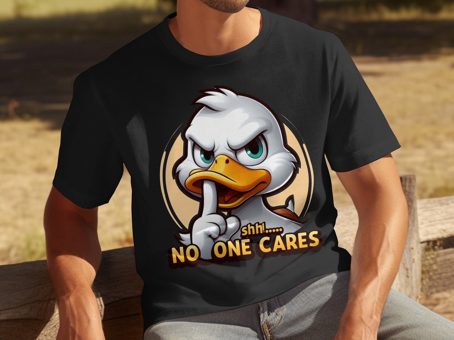 Shh No One Cares Funny Duck Graphic T-Shirt