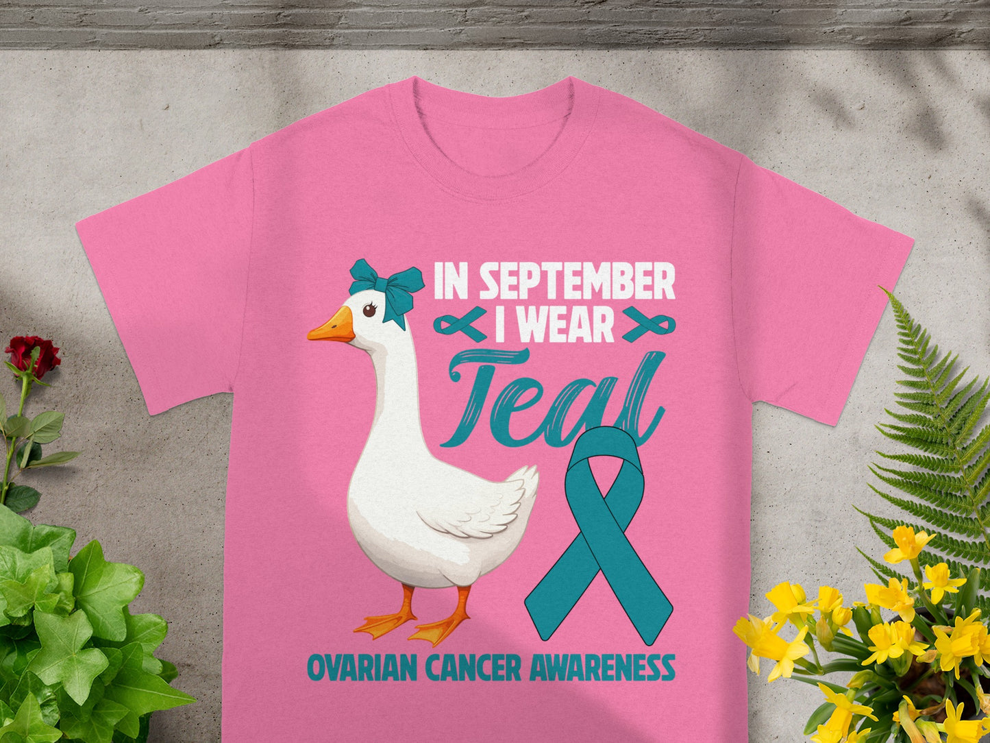 In September I Wear Teal Ovarian Cancer Awareness Shirt