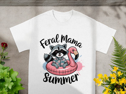 Feral Mama Summer Cute Raccoon Flamingo T-shirt Product